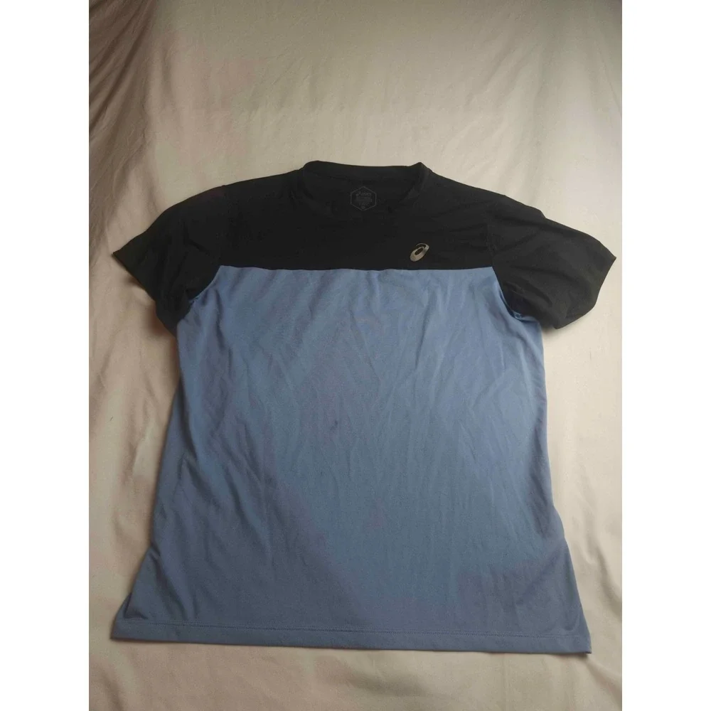 ASICS T-Shirt Mens M Blue Black Performance Tee Sportswear Athleisure Gym Run